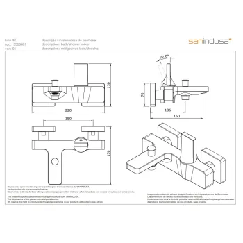 Vannas / Dušas maisītājs Sanindusa Line 42, Hromēts 555080111