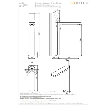 Vannas istabas izlietnes maisītājs Sanindusa Line 42 paaugstināts Hromēts 555430111