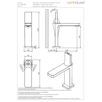 Vannas istabas izlietnes maisītājs Sanindusa Line 42, Nickel 5550301B3