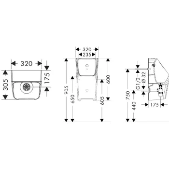 Pisuārs Hansgrohe EluPura Q Original ūdens ieplūde no aizmugures, SmartClean, balts 61183450