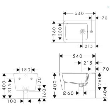 Piekaramais Bide Hansgrohe EluPura Q, balts 60280450