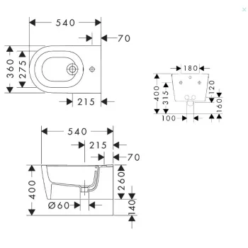 Piekaramais Bide Hansgrohe EluPura S Original balts 60281450
