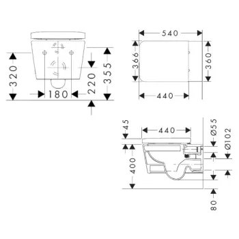 Piekaramais pods Hansgrohe EluPura Q ar SoftClose QuickRelease vāku, Rimless, AquaFall Flush, balts 60293450