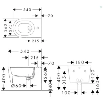 Piekaramais Bide Hansgrohe EluPura S, SmartClean, balts 61169450