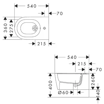 Piekaramais Bide Hansgrohe EluPura S Original, SmartClean, balts 61171450