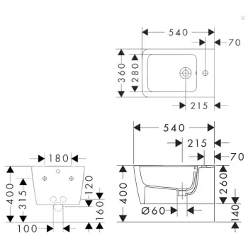 Piekaramais Bide Hansgrohe EluPura Q, HygieneEffect balts 62044450