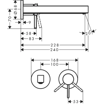 Vannas istabas izlietnes maisītājs Hansgrohe Finoris 22.8cm Iebūvējamais EcoSmart, matēti melns 76050670