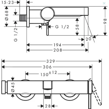 Vannas / dušas maisītājs Hansgrohe Finoris, birstēts melns hroms 76420340