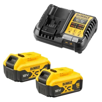 Akumulatoru lādētājs DeWALT 4A lādētājs un 2 XR 18 V litija jonu 5,0 Ah akumulatoru bloki DCB1104P2