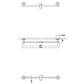 Dušas stienis O'DESIGN DRAKAR 65cm Hromēts BAR-DRAK-C