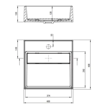 Vannas istabas granīta izlietne Deante CORREO uz virsmas NERO, 400x400mm Melna