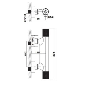 Vannas maisītājs O'DESIGN DRAKAR ar termostatu Hromēts DRAK330C-C