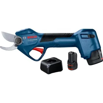 Dārza šķēres Bosch 12 V akumulatora, 2 x 3,0 Ah akumulatori, lādētājs 06019K1021
