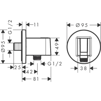 Dušas izvads Hansgrohe Fixfit leņķa ar turētāju, birstēta bronza 26888140