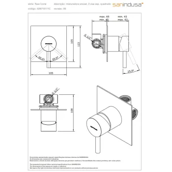 Dušas masītājs Sanindusa New Icone iebūvējams Hromēts 526710111C