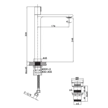 Vannas istabas izlietnes maisītājs O'DESIGN FIGARO Paaugstināts Hromēts FIG11HC-P