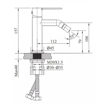 Bidē maisītājs O'DESIGN FIGARO Hromēts FIG200C