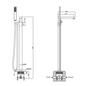 Vannas maisītājs O'DESIGN GRAFIK uz grīdas Hromēts GRAF30C