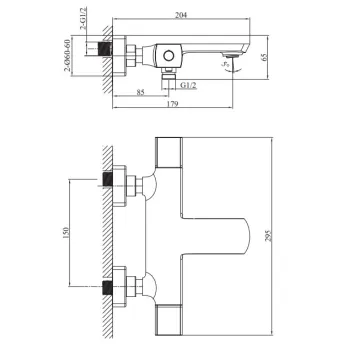 Vannas / Dušas maisītājs O'DESIGN GRAFIK ar Termostatu Hromēts GRAF330C