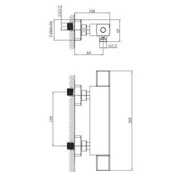 Dušas maisītājs O'DESIGN GRAFIK ar Termostatu Hromēts GRAF350C