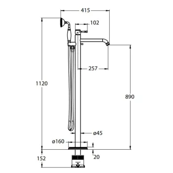 Vannas maisītājs O'DESIGN ICARE uz grīdas Hromēts ICA30C
