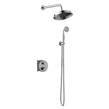 Dušas sistēma O'DESIGN ICARE Iebūvējama ar Termostatu dušas galva 22.8cm, rokas duša Hromēta ICA802C