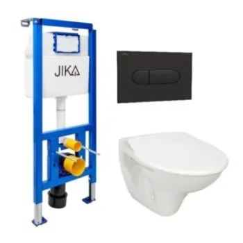 Tualetes poda komplekts Rāmis Jika ar podu Jika Nila, vāku un Melnu matētu pogu KMPLJIKASBR