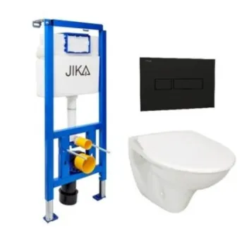 Tualetes poda komplekts Rāmis Jika ar podu Jika Nila, vāku un Melnu matētu pogu KMPLJIKASBS