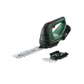 Krūmu un zāles šķēres Bosch 18 V akumulatora, 1 x 2,0 Ah akumulators, lādētājs 0600857000