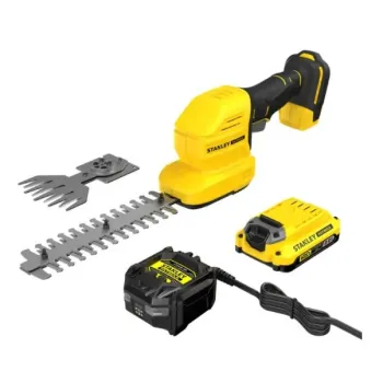 Krūmu un zāles šķēres Stanley 18 V akumulatora, 1 x 2,0 Ah akumulators, lādētājs STCSS20D1-QW