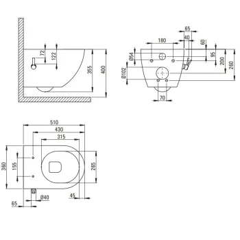 Piekaramais pods ar bide funkciju Deante Peonia, Balts CBP_6WNW