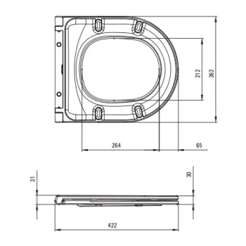 Poda vāks Deante Jasmin, ar Soft Close Balts CDJ_6S1Z