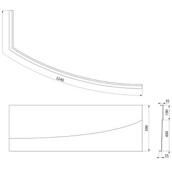 Vannas panelis Polysan Evia 160 R stūris, labais, balts 12813