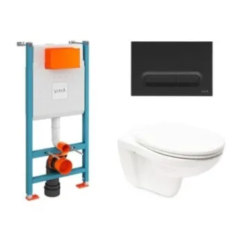 Tualetes poda komplekts Rāmis Vitra ar podu Vitra Normus, SoftClose vāku un Melnu pogu SIKOVSB3