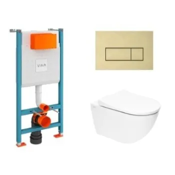 Tualetes poda komplekts Rāmis Vitra ar podu Vitra S60 Rimless, SoftClose vāku un Baltu pogu SIKOVSG1