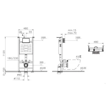 Tualetes poda komplekts Rāmis Vitra ar podu Vitra Normus, SoftClose vāku un Melnu pogu SIKOVSB3