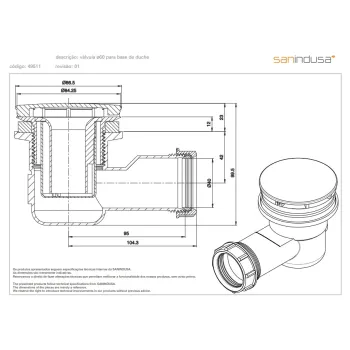 Sifons Dušas paliktnim Sanindusa Ø60 49511