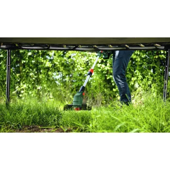 Trimmeris Bosch 18 V akumulatora ar auklu, 26 cm pļaušanas platums, 1 x 2,0 Ah litija jonu akumulators, lādētājs 06008C1F00
