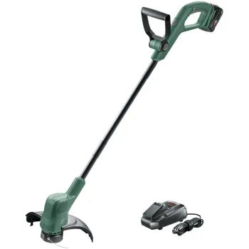 Trimmeris Bosch 18 V akumulatora ar auklu, 26 cm pļaušanas platums, 2 x 2,0 Ah akumulatori, lādētājs 06008C1C05