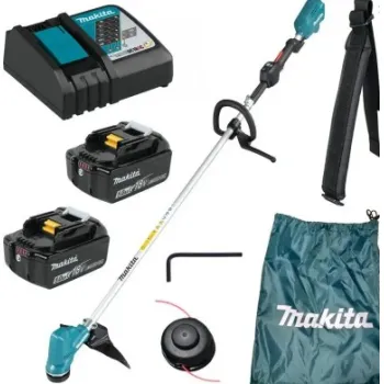Trimmeris Makita 18 V akumulatora krūmgriezis, 30 cm pļaušanas platums, 2 x 5,0 Ah LXT akumulatori, lādētājs DUR190LRT3