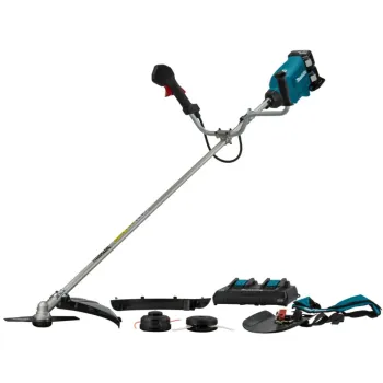 Trimmeris Makita 18 V akumulatora krūmgriezis, 43 cm pļaušanas platums, 2 x 5,0 Ah akumulatori, lādētājs DUR369APT2