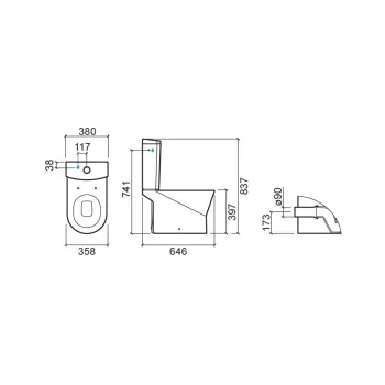 Tualetes pods Sanindusa URB.Y 65 Rimfree, ar EasyClipp vāku, Balts 140916004
