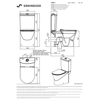 Tualetes pods Sanindusa URB.Y 65 Rimfree, ar SoftClose EasyClipp vāku, Balts 140913004