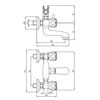 Vannas / Dušas Maisītājs Deante Teno, ar dušas komplektu BON_011D Hromēts