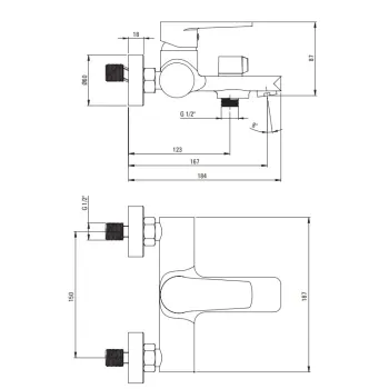 Vannas / Dušas Maisītājs Deante Tubo, BUT_010M Hromēts