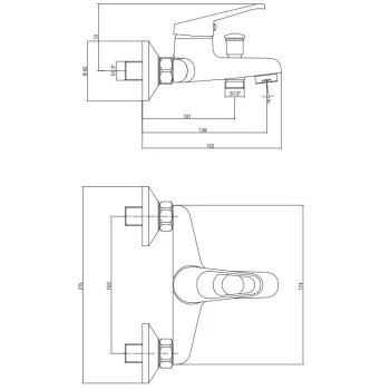 Vannas / Dušas maisītājs Deante Lobo, ar dušas komplektu BYU_011M hromēts