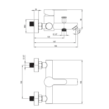 Vannas / Dušas maisītājs Deante Lupo, BLU_F10N Hromēts