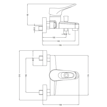 Vannas / Dušas maisītājs Deante Vero, BOW_010M Hromēts