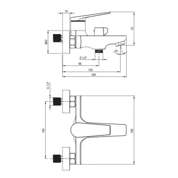 Vannas / Dušas maisītājs Deante Ivo, Hromēts BLI_010M