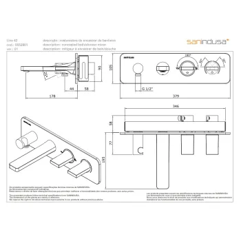 Vannas / Dušas maisītājs Sanindusa Line 42 iebūvējams, Hromēts 555280111